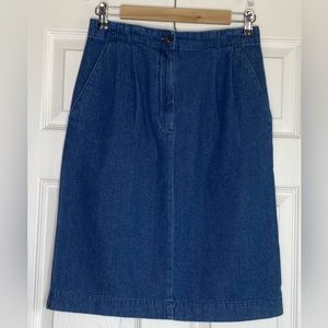 Women's Savane Denim Skirt Pleated Front Knee Length Pockets Size 8